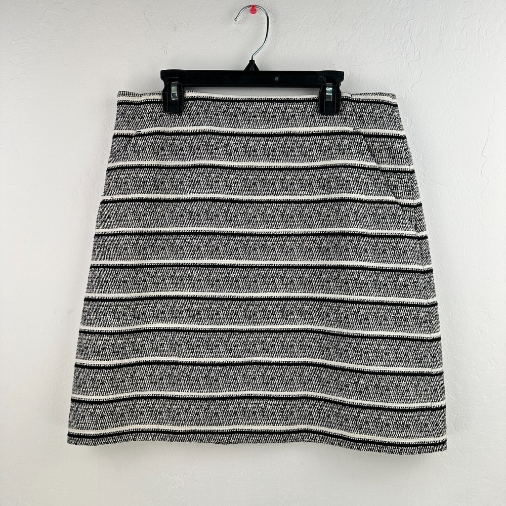 Ann Taylor Tweed Mini Skirt Womens 6 Black White Pencil‎ Office Work Church